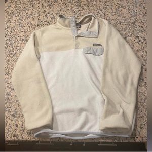 Patagonia Women’s Synchilla Snap T, White & Tan, size L